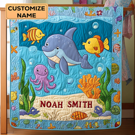 Tiny Ocean Tale WY1807027CL Personalized Baby Quilt