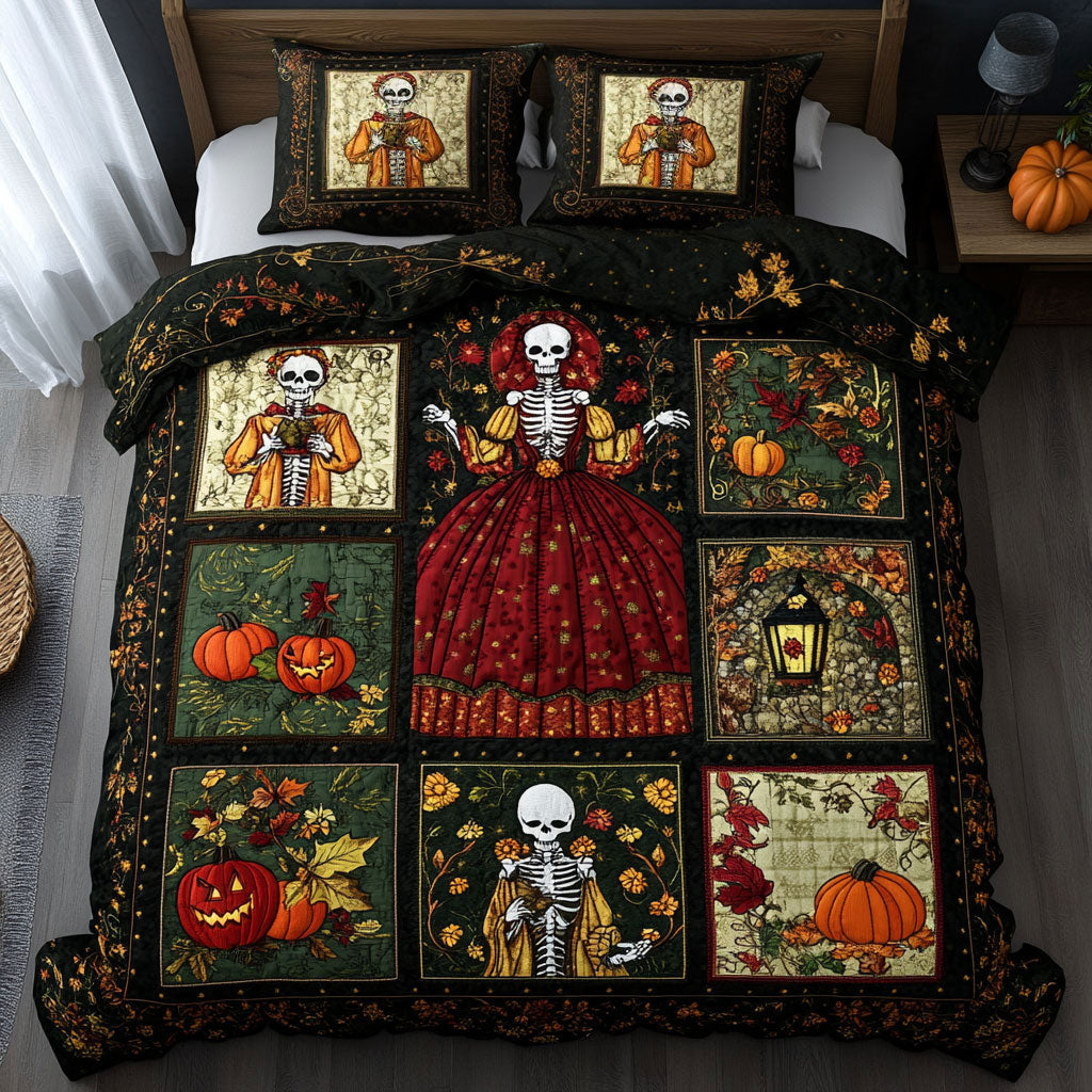 Golden Leaf Skeleton Lady WN1908034CL Duvet Cover Set