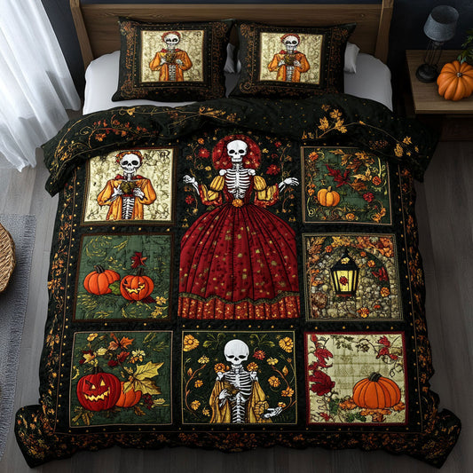 Golden Leaf Skeleton Lady WN1908034CL Duvet Cover Set