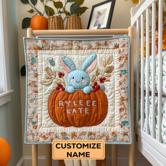 Pumpkin Bunny Patch WY2907023CL Personalized Baby Quilt