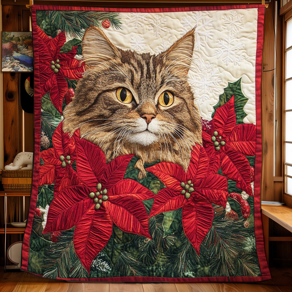 Maine Coon Poinsettia CW0811055CL Quilt