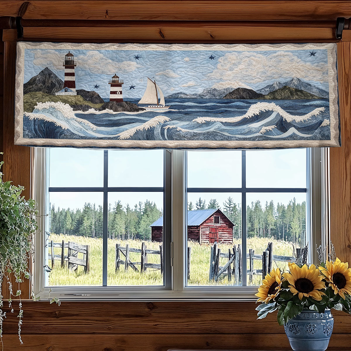 Lighthouse Garden WN0307079CL Quilted Valance