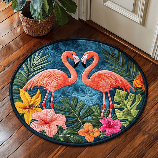 Couple Flamingo WX2605014CL Quilted Round Mat