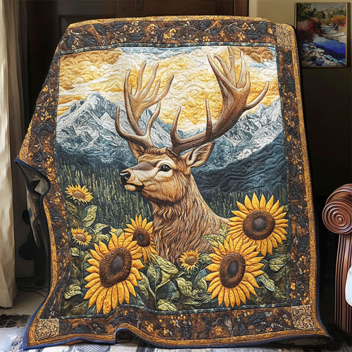 Moose In Sunflower WY2101063CL Quilt