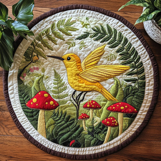 Hummingbird Mushroom CW2105349CL Quilted Round Mat