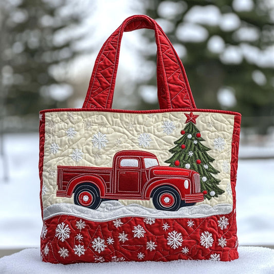 Red Truck Joy WN2509051CL Quilted Tote Bag
