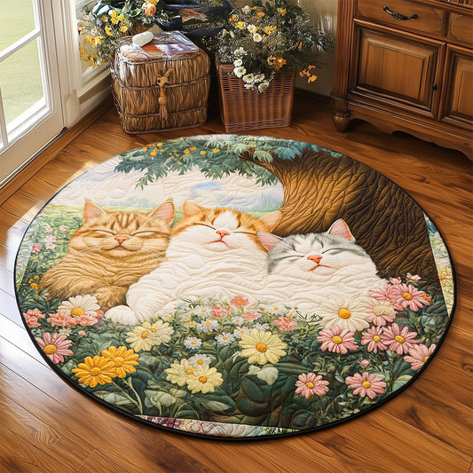 Chilling Feline WP2003073CL Quilted Round Mat