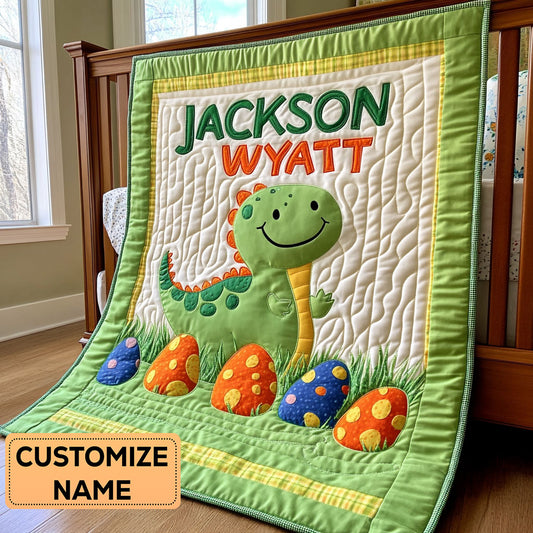 Sunshine Dino CP0108051CL Personalized Baby Quilt