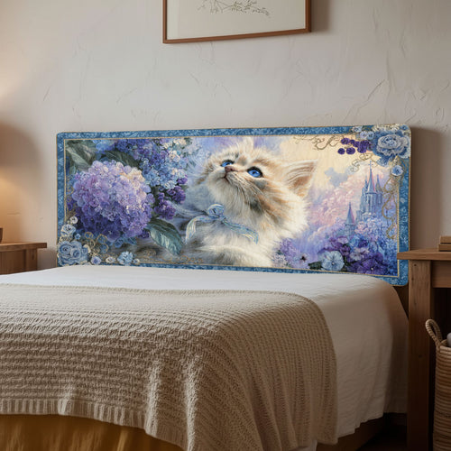 Cat and Hydrangea CW2212006CL Quilted Headboard Slipcover