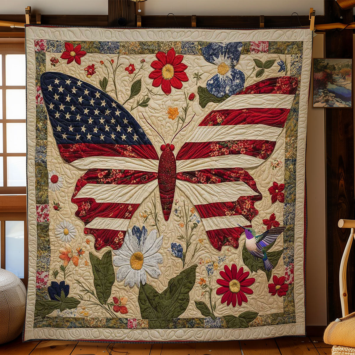 Flag Wings Butterfly WN2711018CL Quilt