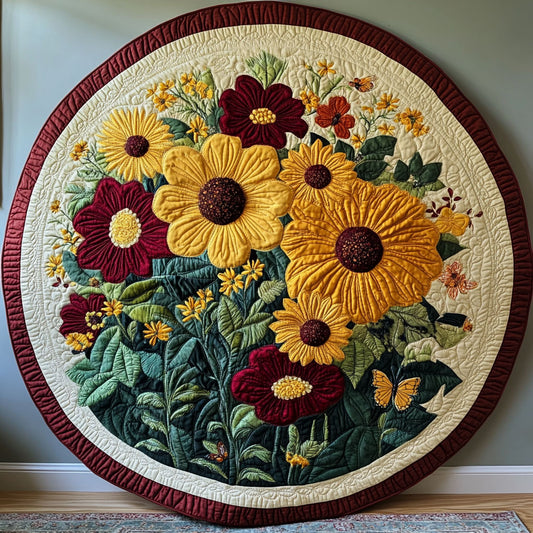 Amberlight Flower WN0808004CL Quilted Round Mat