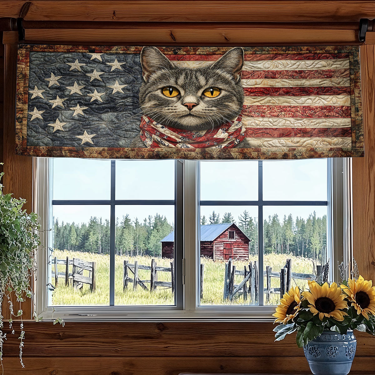 Wrapped In Stars Cat WN1006090CL Quilted Valance