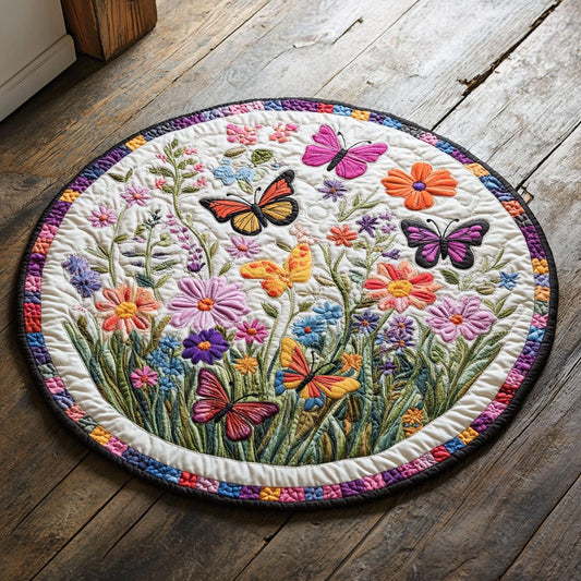 Butterfly Floral Garden CW1507005CL Quilted Round Mat