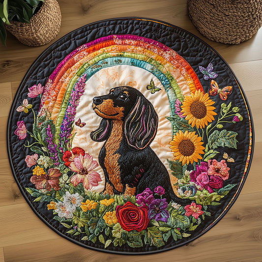 Floral Dachshund WN2208042CL Quilted Round Mat