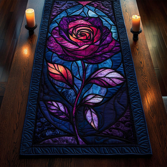 Purple Rose CM0306043CL Quilted Table Runner
