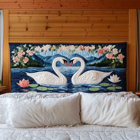 Harmony Lake Swans KL2512008CL Quilted Headboard Slipcover