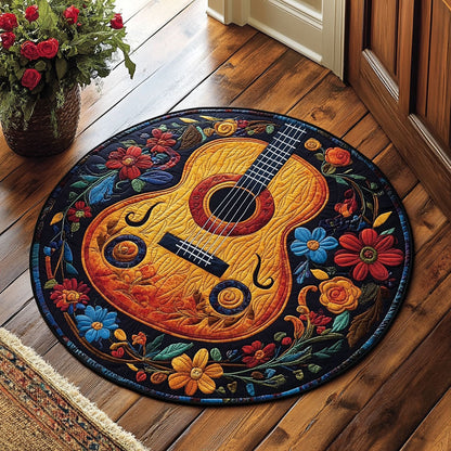 Guitar Flower WX2605028CL Quilted Round Mat