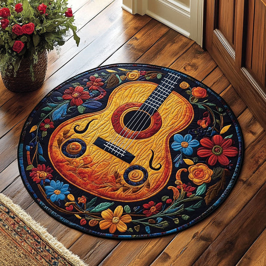 Guitar Flower WX2605028CL Quilted Round Mat