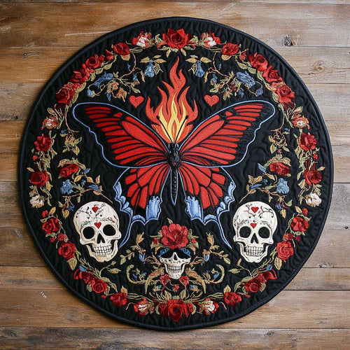 Skull Butterfly WN2504041CL Quilted Round Mat