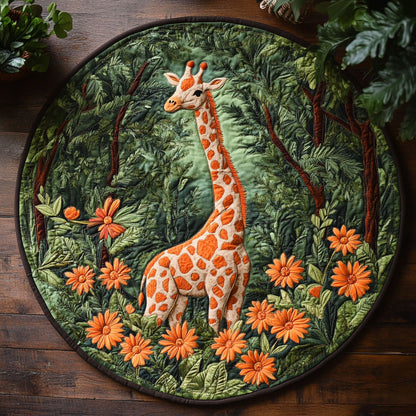 Giraffe In Forest WY2404007CL Quilted Round Mat