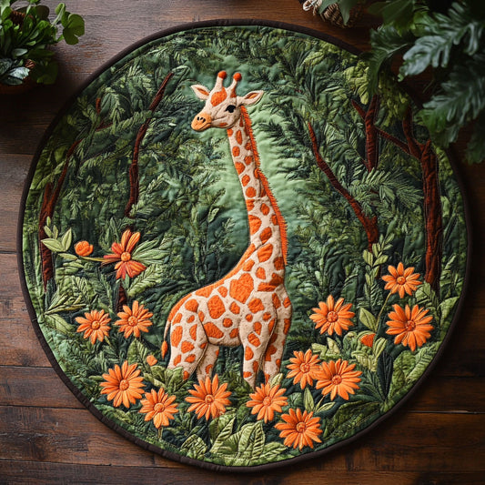 Giraffe In Forest WY2404007CL Quilted Round Mat