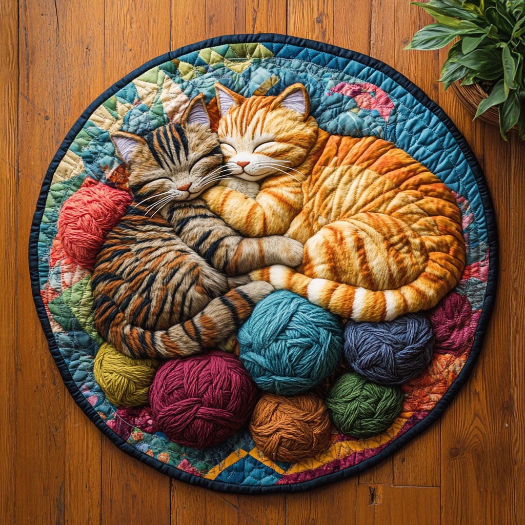 Naptime with Kitty CM2404015CL Quilted Round Mat