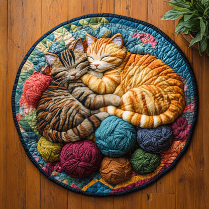 Naptime with Kitty CM2404015CL Quilted Round Mat