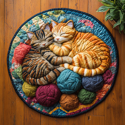 Naptime with Kitty CM2404015CL Quilted Round Mat