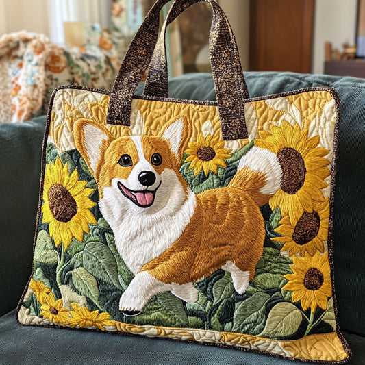 Sunflower Corgi CW2209035CL Quilted Tote Bag