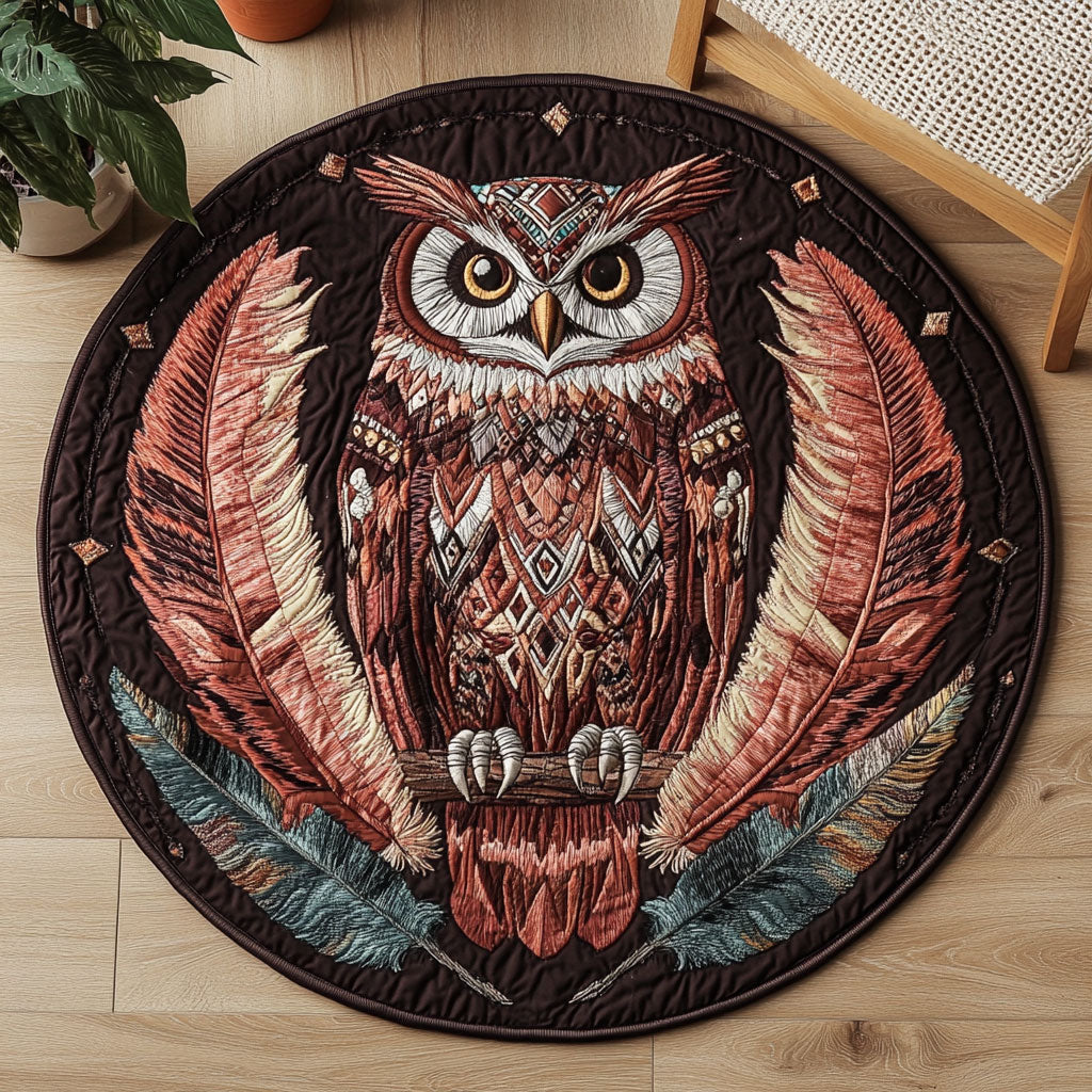 Tribal Feather CW1306049CL Quilted Round Mat