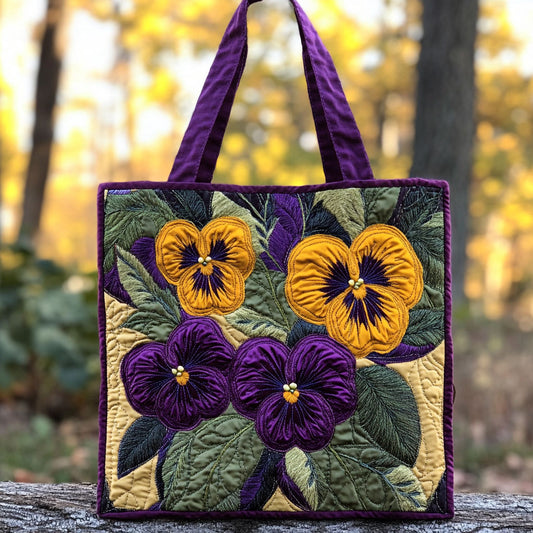 Golden Pansy WN2209035CL Quilted Tote Bag