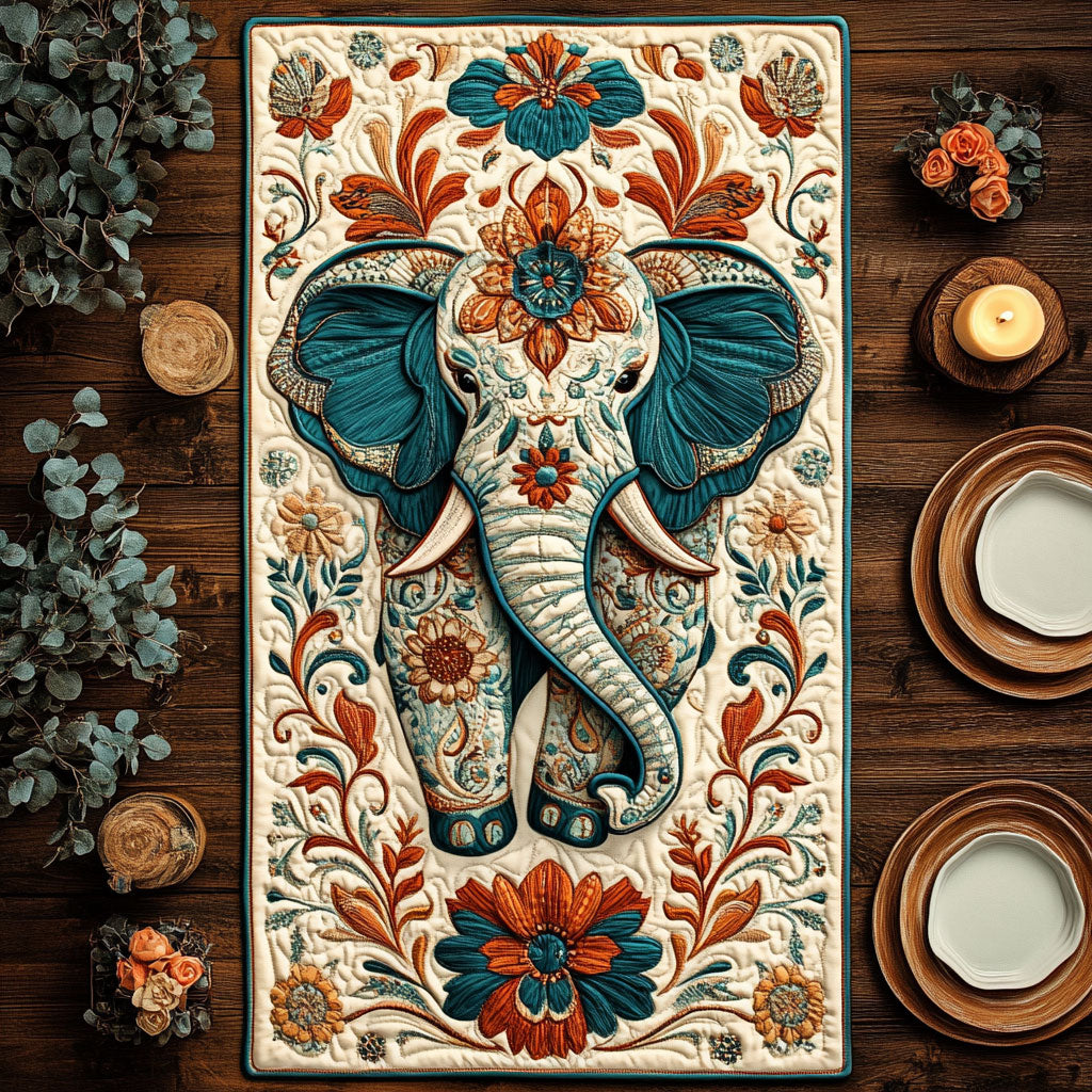 Majestic Elephant CW1505127CL Quilted Table Runner