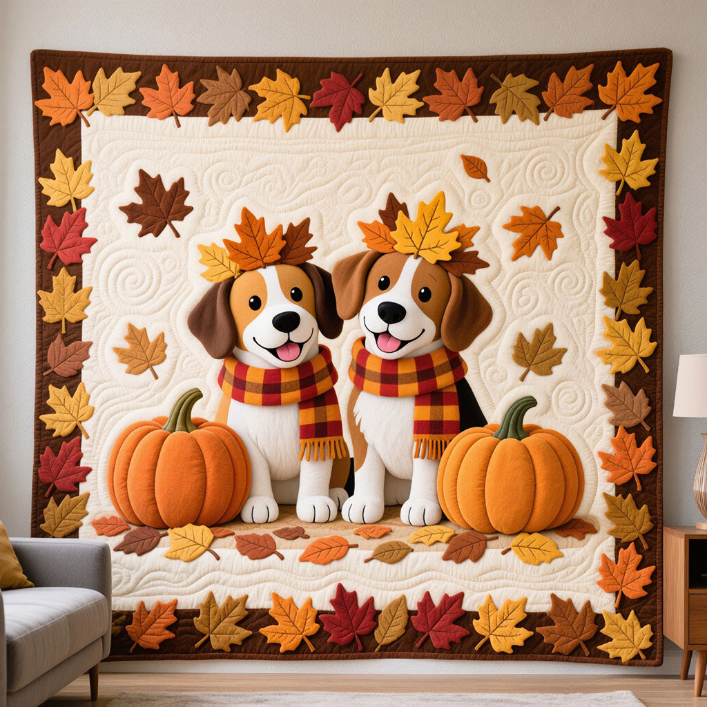 Whimsical Autumn Doggo XK1009007CL Quilt