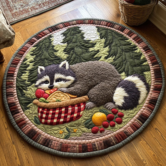 Steal Food Raccoon CP0406076CL Quilted Round Mat