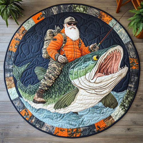 Fishing Old Man WJ0304038CL Quilted Round Mat