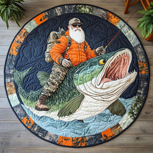 Fishing Old Man WJ0304038CL Quilted Round Mat