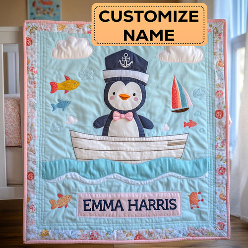 Dreamy Penguin CW1807006CL Personalized Baby Quilt