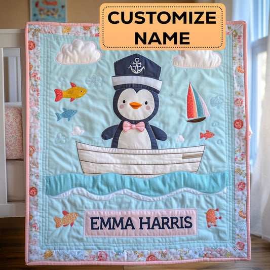 Dreamy Penguin CW1807006CL Personalized Baby Quilt