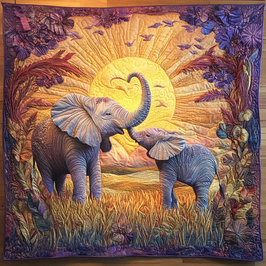 Elephant Family Behind Sun WY0906034CL Quilt