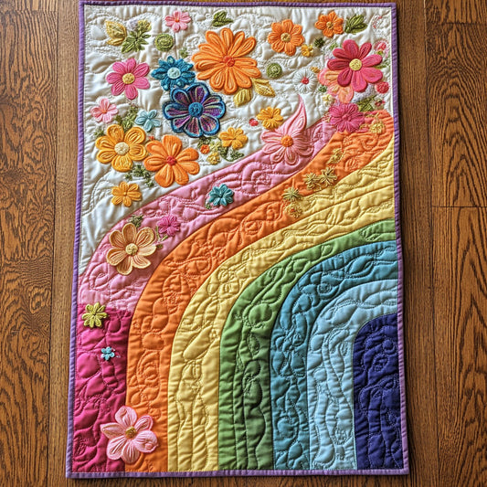 Rainbow Flower WP0705053CL Quilted Table Runner