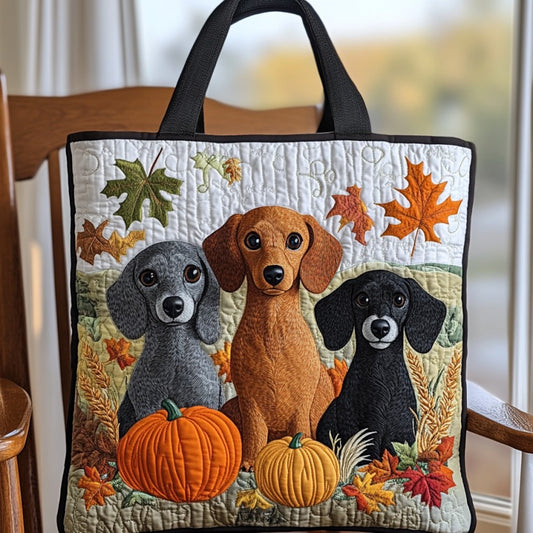 Autumn Dachshunds XR2209009CL Quilted Tote Bag