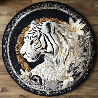Floral White Tiger WY2805026CL Quilted Round Mat