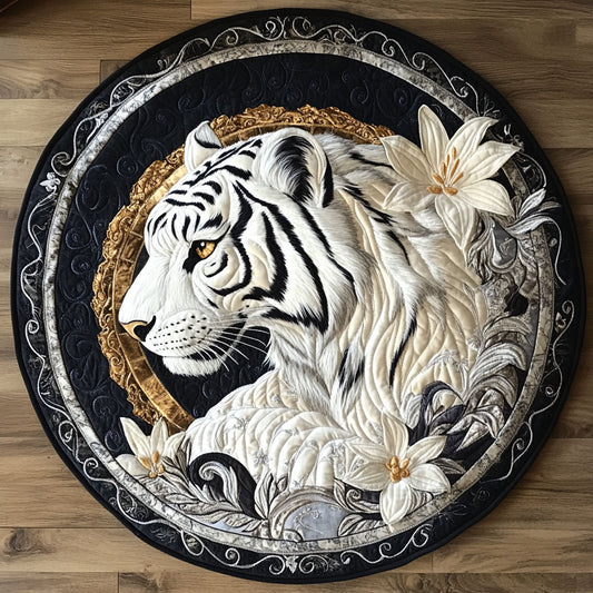Floral White Tiger WY2805026CL Quilted Round Mat