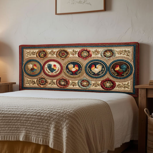 Vintage Roosters CP2012009CL Quilted Headboard Slipcover