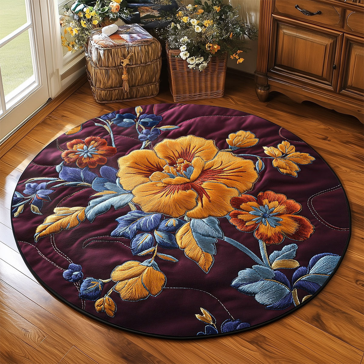 Royal Golden Flower WP0705020CL Quilted Round Mat