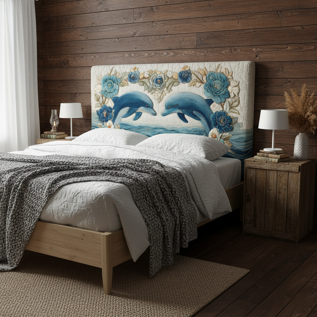 Dolphin Love XR1912003CL Quilted Headboard Slipcover