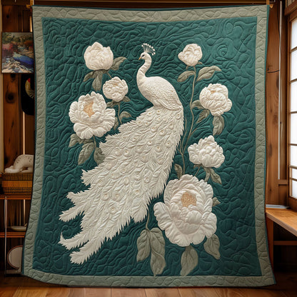 Elegant White Peacock WY0303018CL Quilt