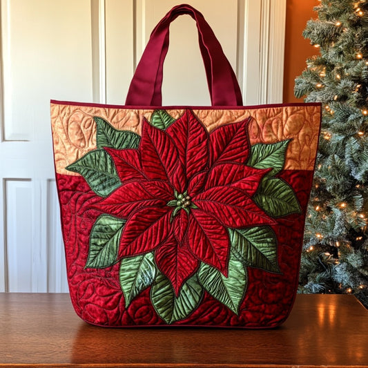Poinsettia XR2409005CL Quilted Tote Bag