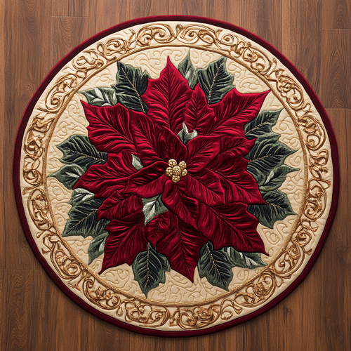 Velvet Poinsettia WY2804020CL Quilted Round Mat
