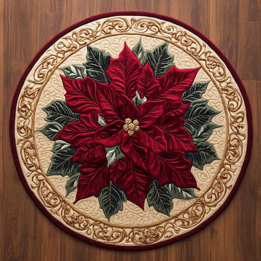 Velvet Poinsettia WY2804020CL Quilted Round Mat